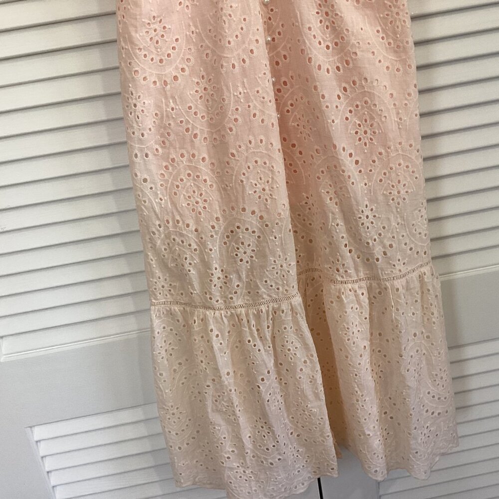 Simplee Eyelet Dress  Blush Pink Y2K Spaghetti Strap Maxi Dress Beachy Romantic - Picture 8 of 15
